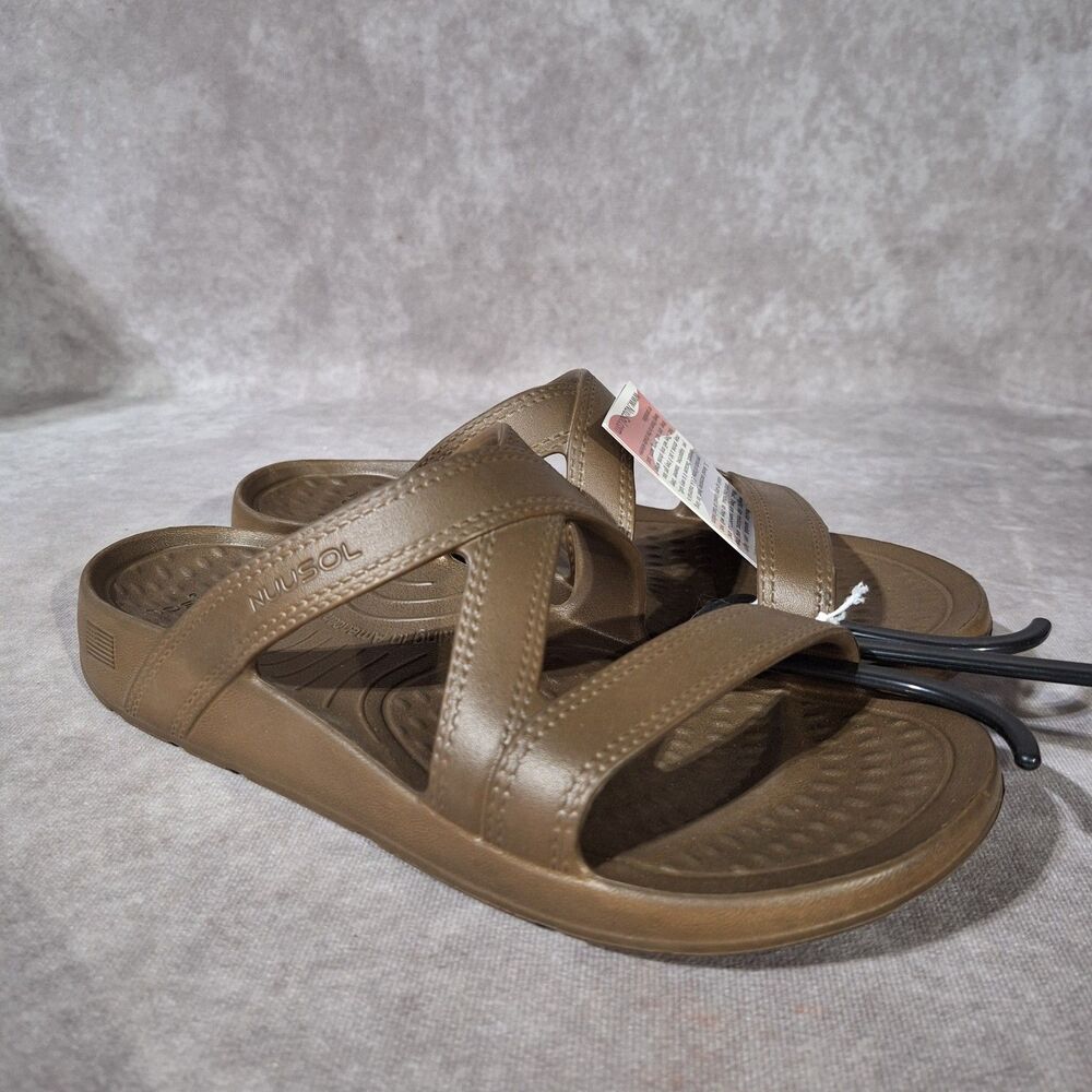 NuuSol Women's Size 10 Lightweight Slide Sandals Smoked Bronze Brown